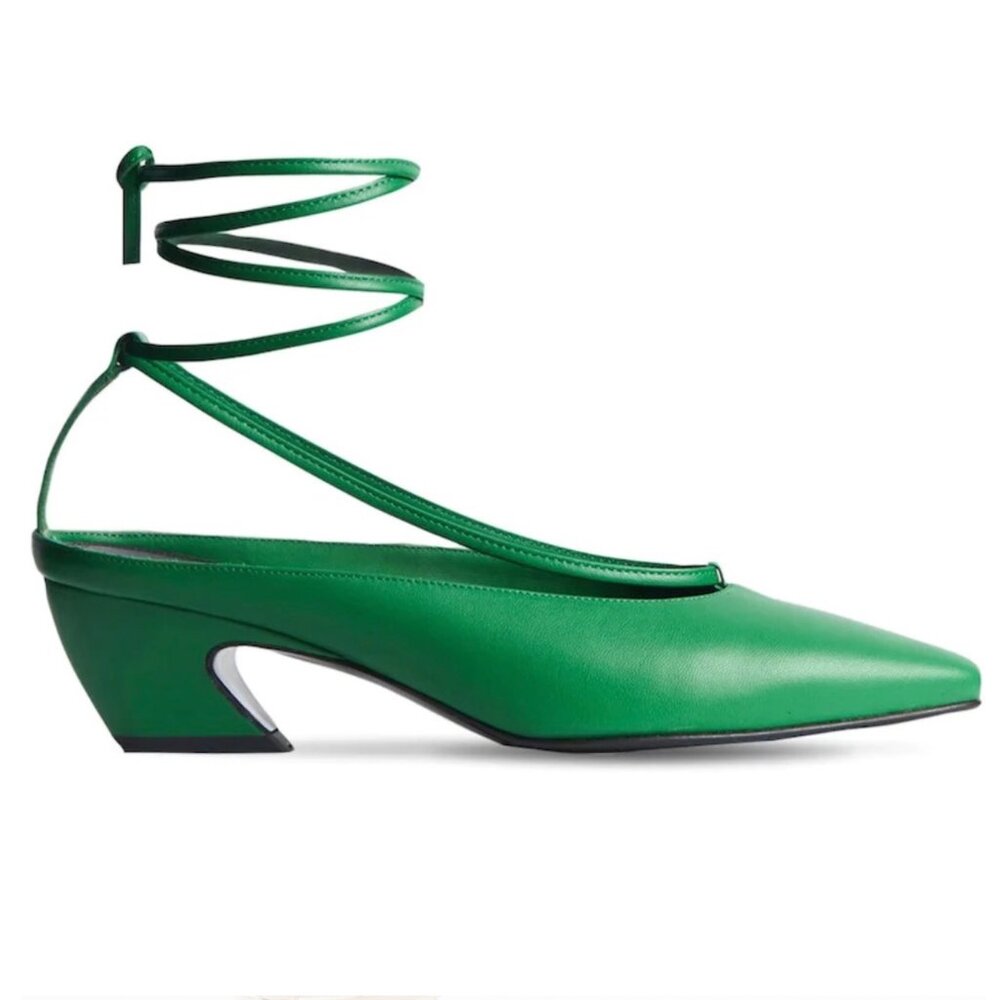 CO Green Lace Up Pumps, Size 6.5-7